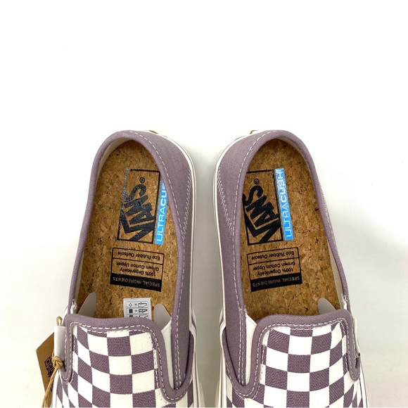 VANS Slip On Eco Theory Check Pure Purple Canvas Women’s Sneakers  VN0A5HYQA66 - Picture 8 of 9
